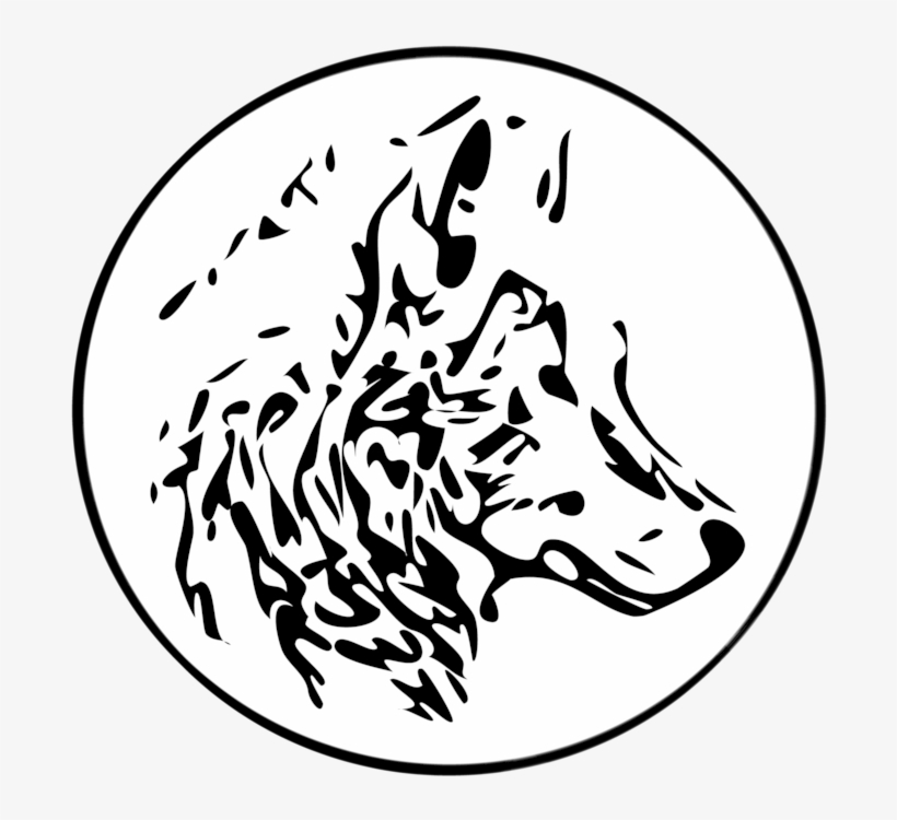 Tribal Art Designs - Wolf Drawing In Circle, transparent png download