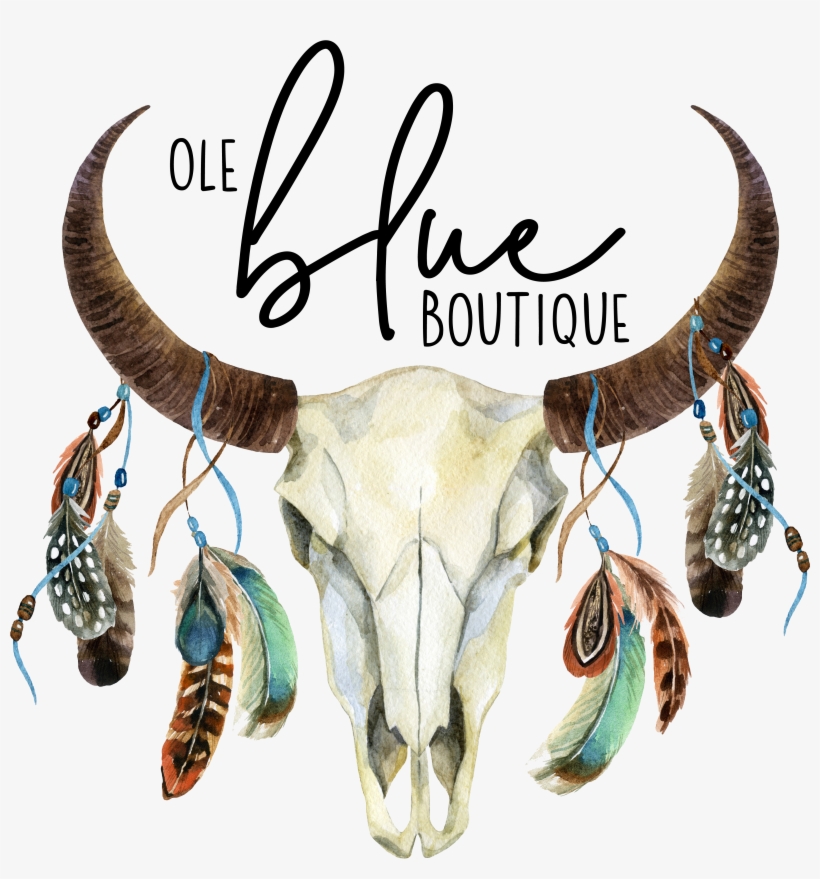 For The Country Girl - Steer Skull With Feathers, transparent png download