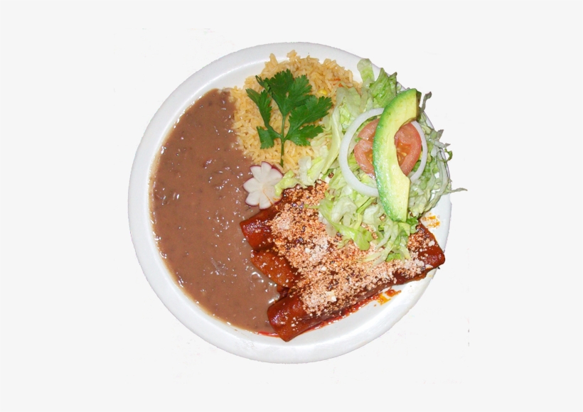 #17 Enchiladas Rojas - Enchiladas Mexicanas Con Arroz Y Frijoles, transparent png download