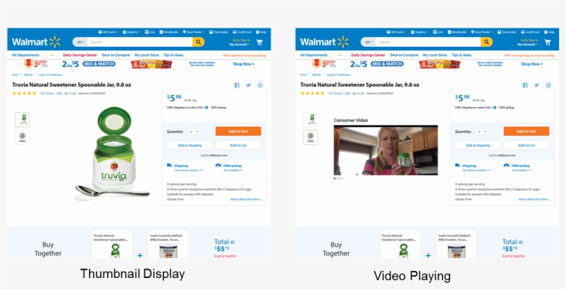 Amazon Small 'video Icon' With Thumbnail Image Behind - Truvia Sweetener, 9.8 Ounce, transparent png download