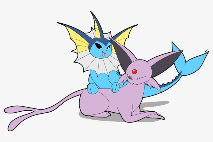 Vaporeon And Espeon By Cogmoses-d7u60c6 - Pokemon Vaporeon And Espeon, transparent png download