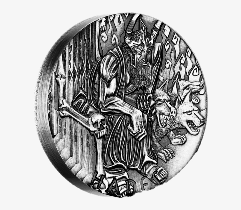Tuvalu 2014 Gods Of Olympus Hades Hr Silver 2 Oz - Hades Coin, transparent png download