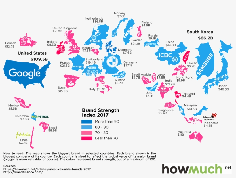 By Jeff Desjardins - Most Valuable Brands By Country, transparent png download