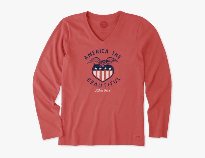 Women's America The Beautiful Long Sleeve Crusher - Life Is Good, transparent png download