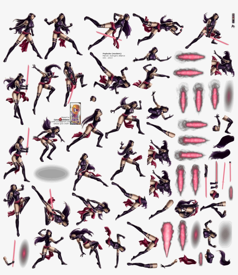 Click For Full Sized Image Psylocke - Marvel Avenger Alliance Sprite Sheet, transparent png download