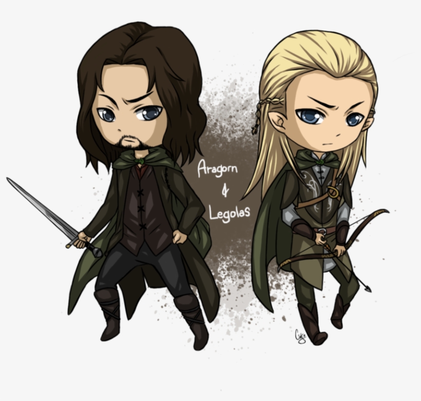 Aragorn And Legolas Chibi By Angels-leaf - Legolas Chibi, transparent png download