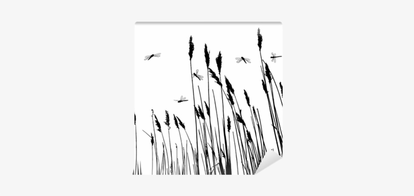 Real Grass Silhouette And Few Dragonflies - Grasses Stencil, transparent png download