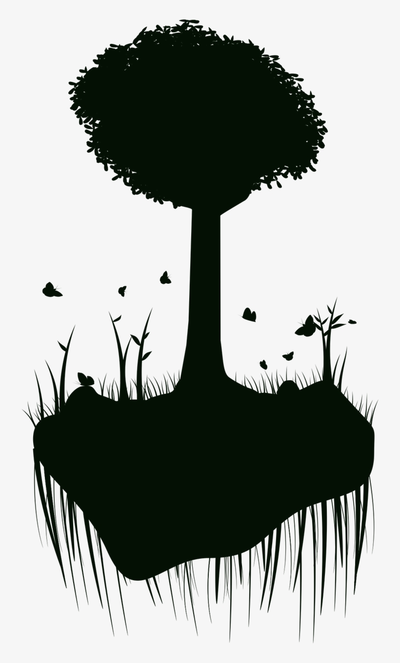Silhouette Tree Island - Floating Island Silhouette, transparent png download