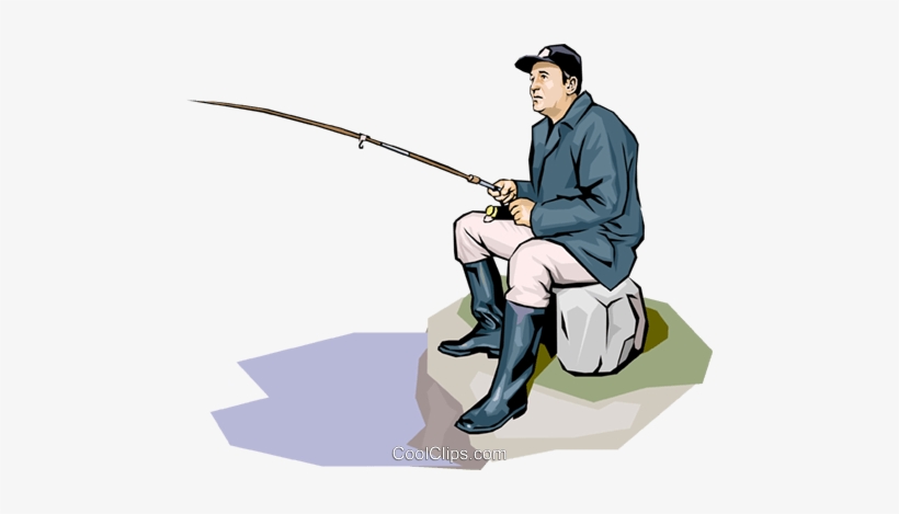 Man Fishing Royalty Free Vector Clip Art Illustration - Angler Transparent, transparent png download