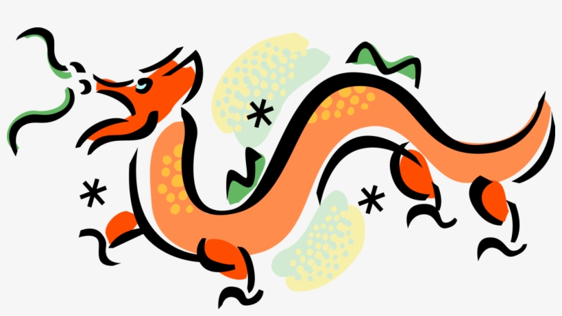 Vector Illustration Of Chinese Mythological Dragon - Dragon, transparent png download