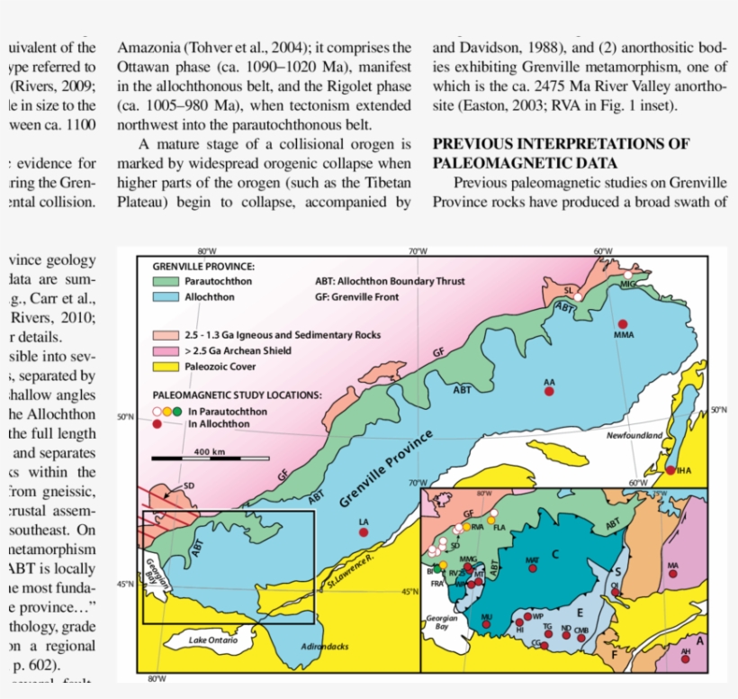 Map Of The Grenville Province - Map Grenville Province, transparent png download