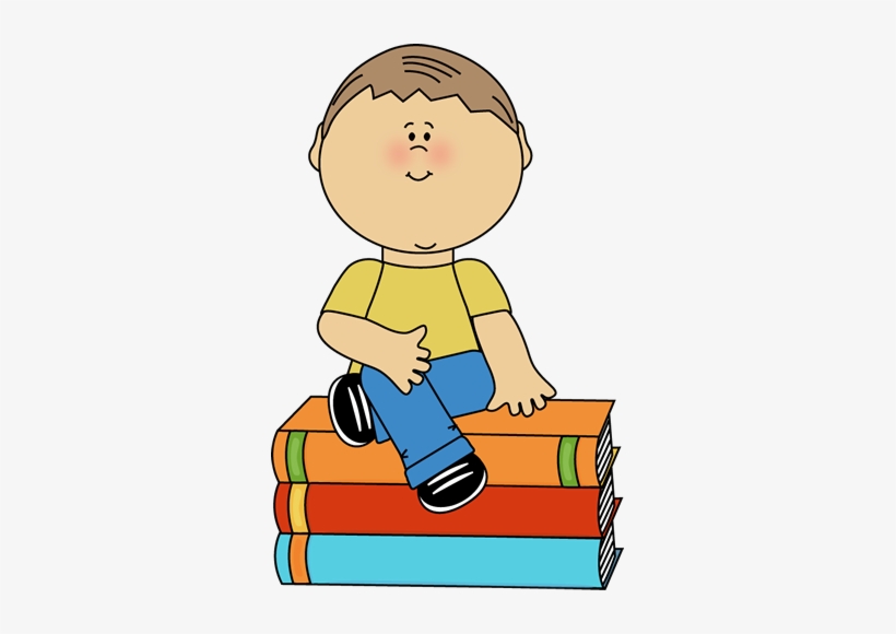 Kids Sitting At Their School Desks Royalty Free Picture - Boy With Books Clipart, transparent png download