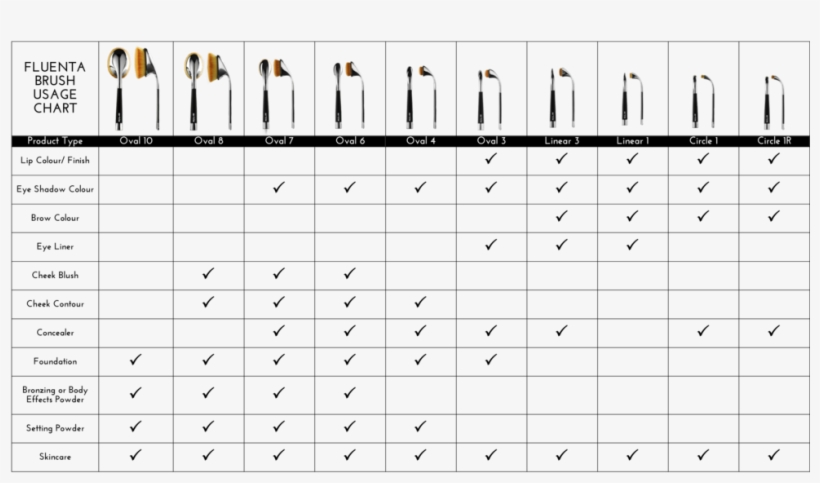 Artis Fluenta Brush And Product Usage Table For Website - Number, transparent png download