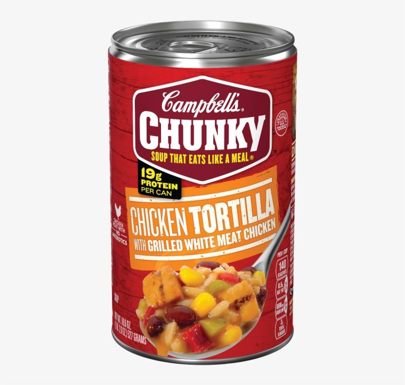 Chicken Tortilla Soup With Grilled White Meat Chicken - Campbell's Chunky Chicken Noodle Soup, transparent png download