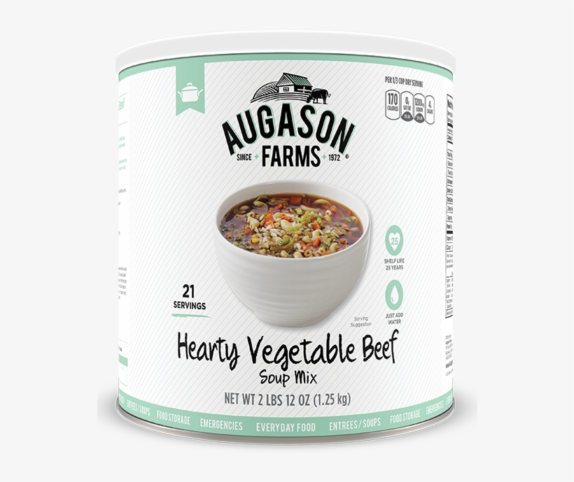 Augason Farms® Hearty Vegetable Beef Soup Mix Can - Augason Farms Food Storage Soup Variety 6-pack, transparent png download