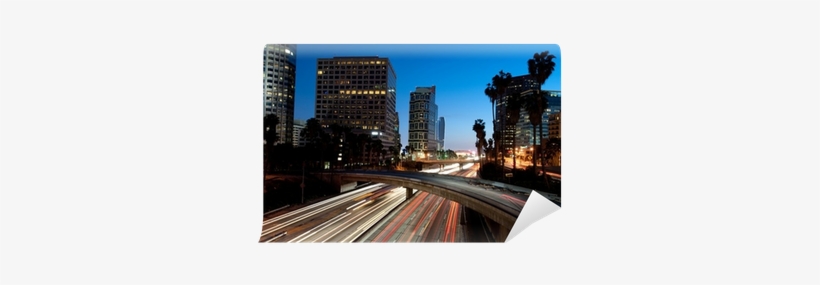 Los Angeles Skyline And Freeway At Twilight Wall Mural - Poster: Rebelml's Los Angeles Skyline And Freeway, transparent png download