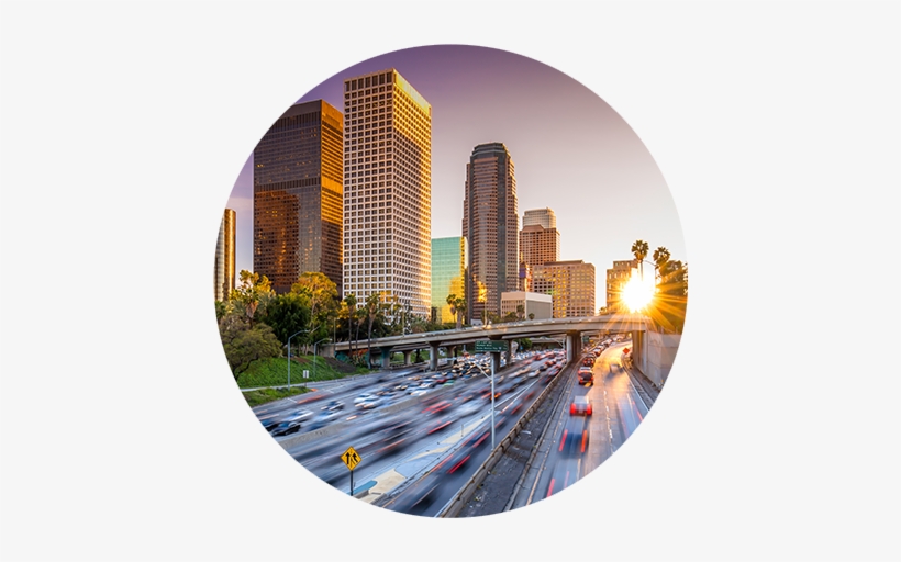 Angeles National Forest Are 20 Miles Northeast - Los Angeles Downtown At Sunset Wall Mural, transparent png download