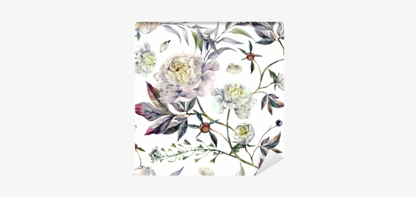 Watercolor White Peonies Pattern Wall Mural • Pixers® - Watercolor Painting, transparent png download