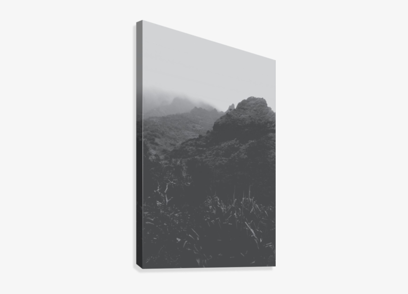 Mountain In The Forest With Foggy Sky In Black And - Monochrome, transparent png download