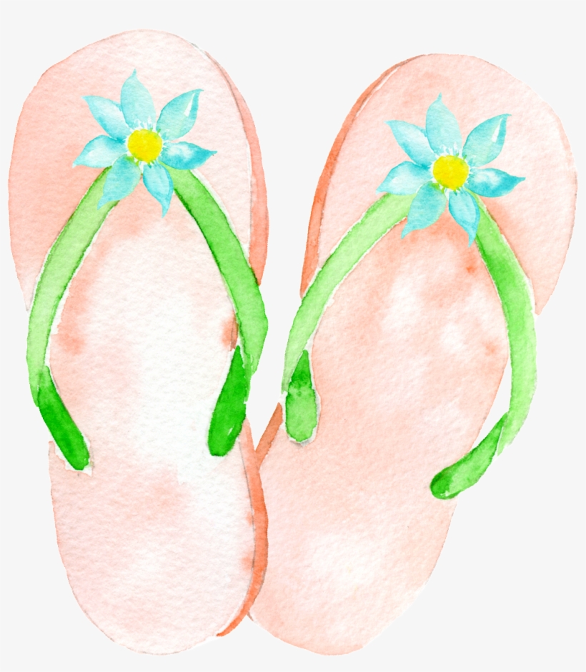 Watercolor Flip Flops Clipart, transparent png download