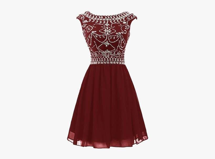 Women's Short Beading Homecoming Chiffon V-back Prom - Burgundy Dresses For Teenager, transparent png download