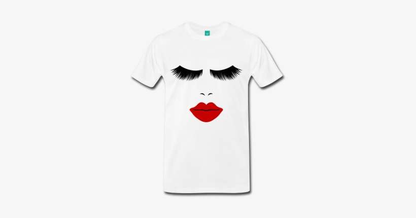 White Fashion Face Silhouette, Red Lips, Lashes - Eyelashes And Red Lips, transparent png download