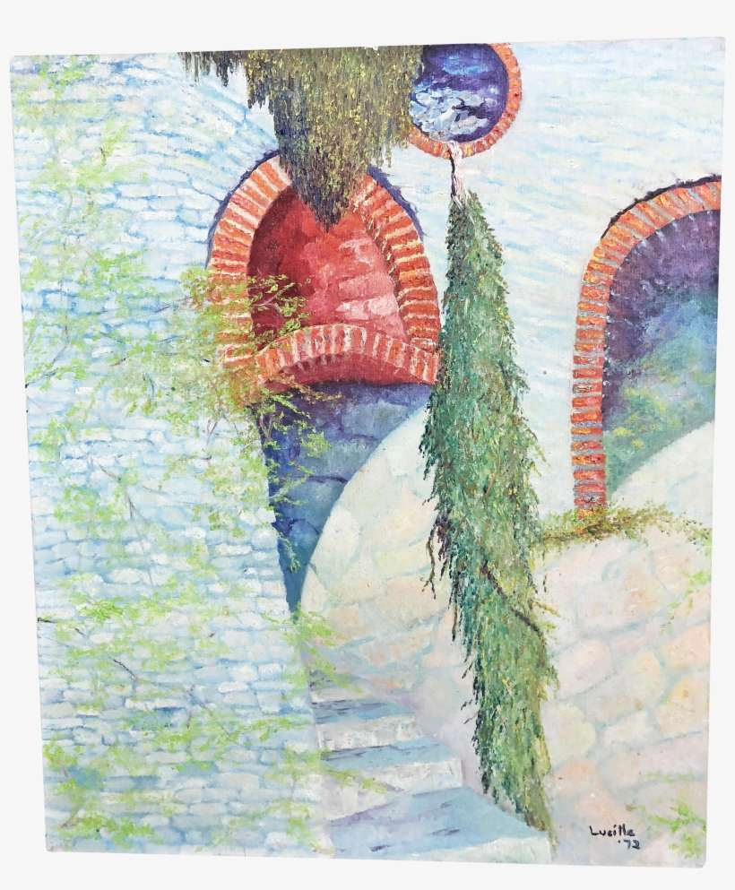 Mid Century Impressionist Italian Stone Building Oil - Oil Painting, transparent png download