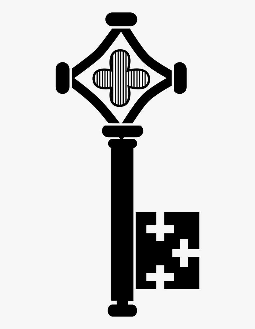 Key With A Rhombus A Flower And Crosses Comments - Icon, transparent png download