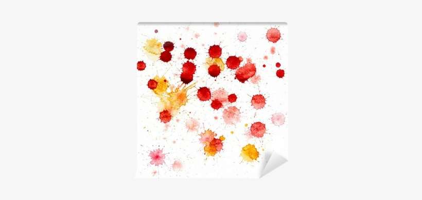 Red And Yellow Blots Of Watercolor Paint Wall Mural - Acuarela Blanco Y Negro, transparent png download