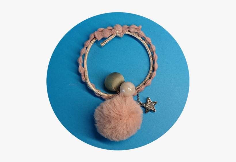 Pink Pompon Little Star Korean Style Hair Rubber Band - Hair, transparent png download