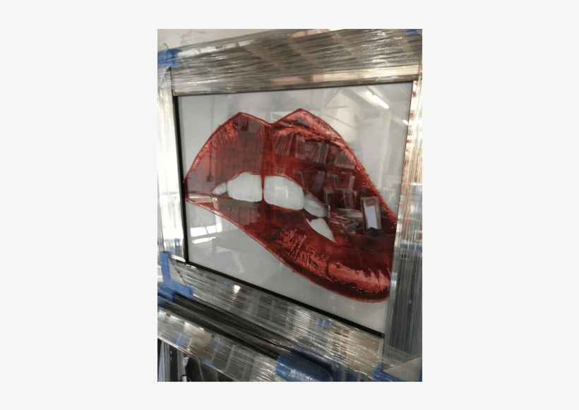 Sparkle Glitter Art Luscious Lips Red Mirrored Frame - Art, transparent png download