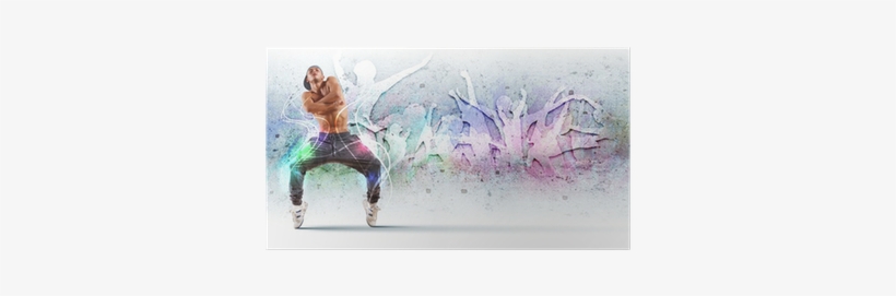 Young Man Dancing Hip Hop With Color Lines Poster • - Dance, transparent png download