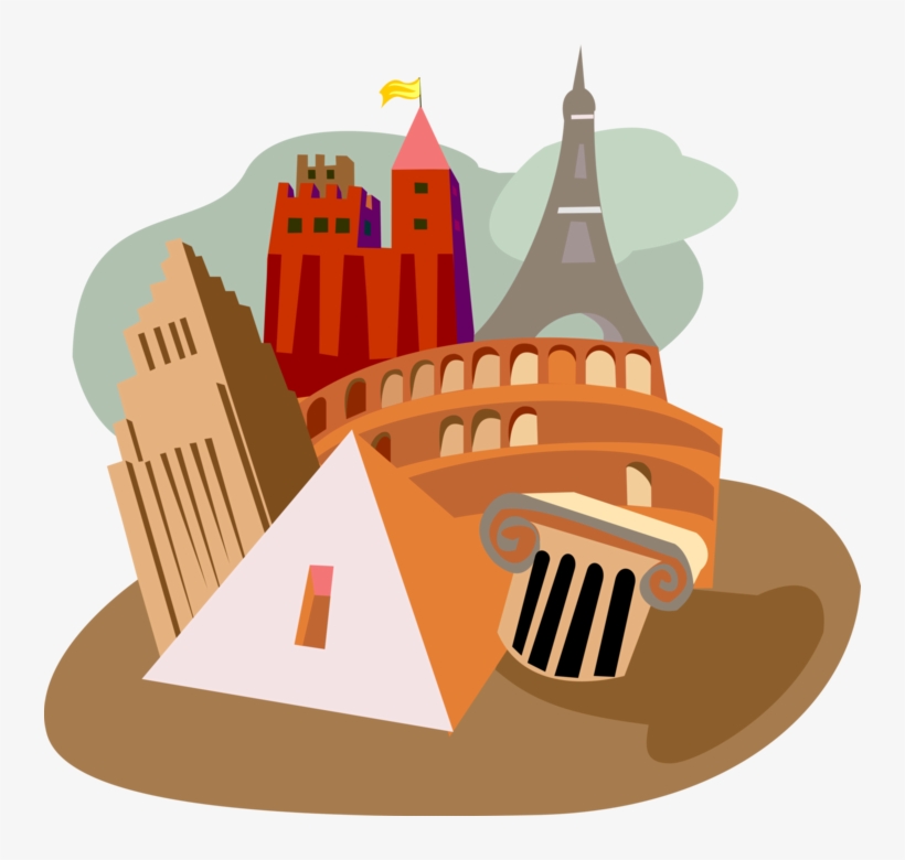 Vector Illustration Of Architectural Building Pyramids, - Europe Clip Art, transparent png download