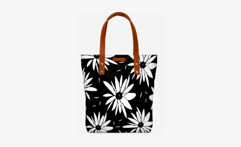 Chic Floral Black And White Daisy Pattern Classic Tote - Photography, transparent png download