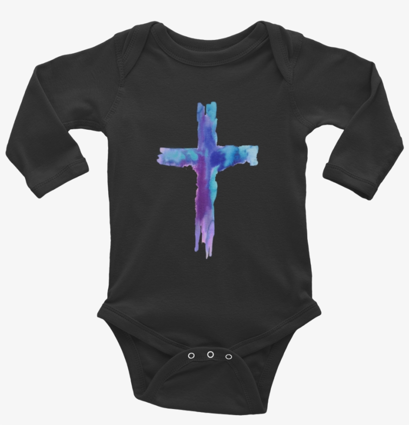 Watercolor Cross Infant Long Sleeve Bodysuit - Me And Grandpa Onesie, transparent png download