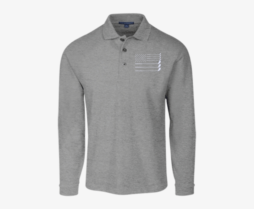 Us Golf Flag Long Sleeve Pique Knit Polo - Long Sleeve Pique Knit Polo, transparent png download