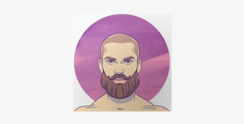 Young Bald Man With A Mustache And Beard On The Background - Beard, transparent png download