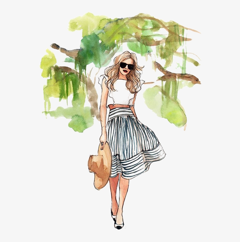 Drawing Fashion Illustration Watercolor Painting Sketch - Inslee Haynes Fashion Illustrations, transparent png download