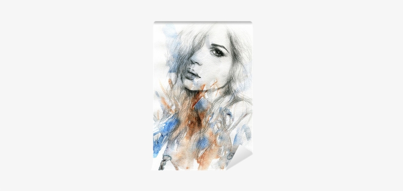 Watercolor Illustration Wall Mural • Pixers® • We Live - Art Print: Ismagilova's Beautiful Woman. Watercolor, transparent png download