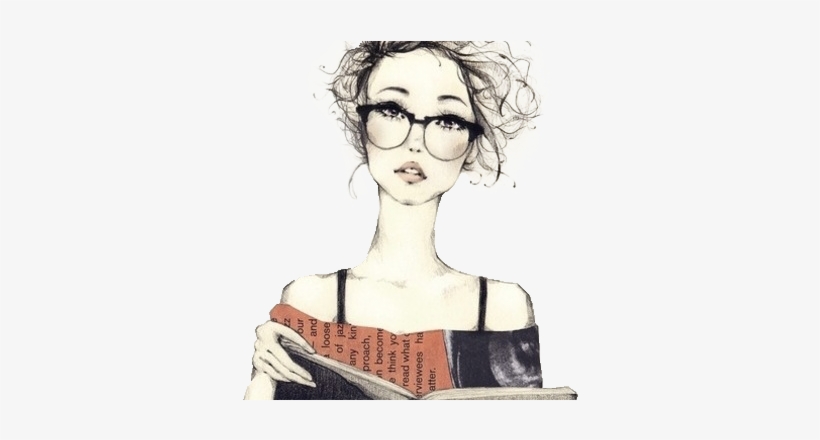 Vintage Girl Png - Nerd Drawing, transparent png download