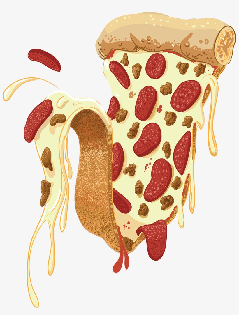 Pizza Illustration For A T-shirt Design - Drawing, transparent png download