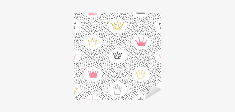 Seamless Watercolor And Glittering Crowns - Watercolor Painting, transparent png download