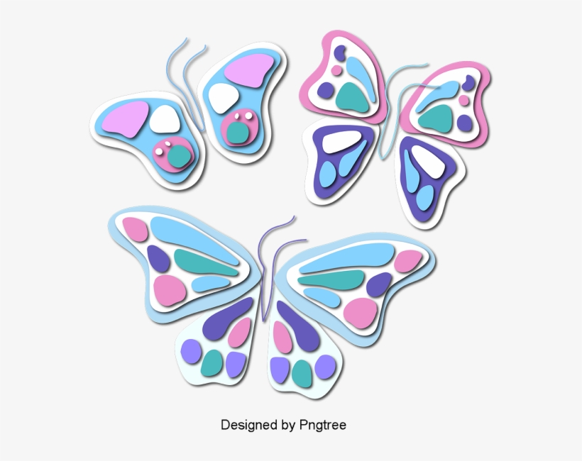 Beautiful Cartoon Lovely Hand-painted Colorful Butterfly - Portable Network Graphics, transparent png download