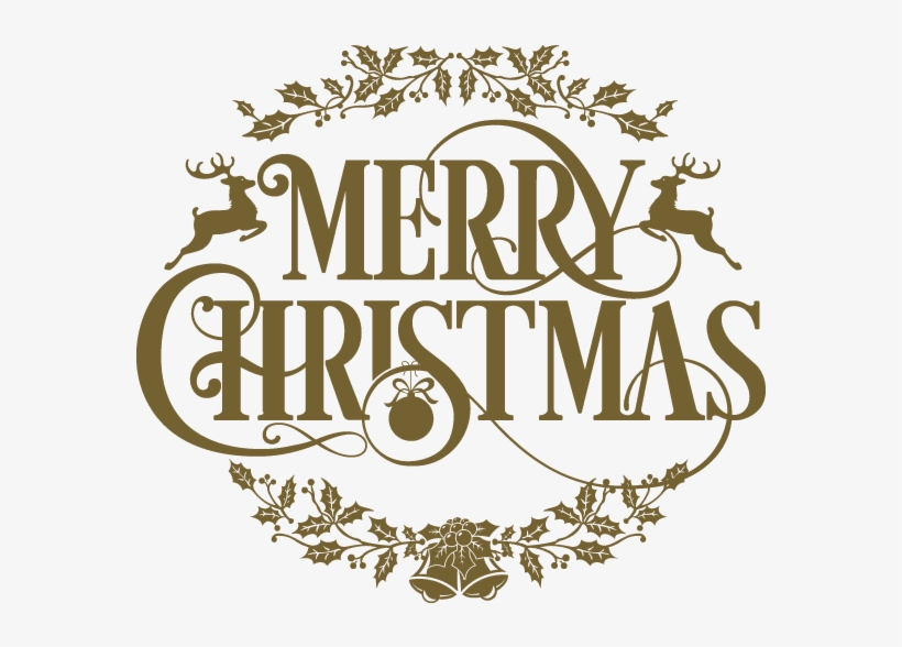 Merry Christmas Vintage Text Png Clip Art Library - Merry Christmas Deer Vinyl Sticker Decals Nursery Art, transparent png download