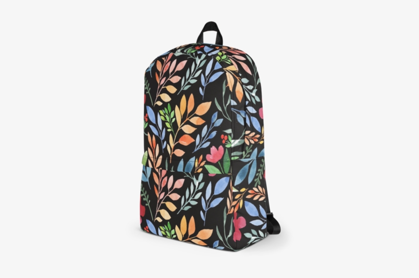 Watercolor Floral Print Backpack - Backpack, transparent png download