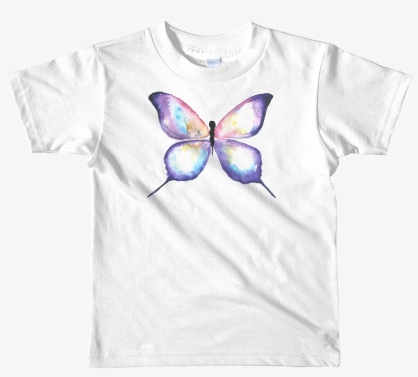 Lilac Watercolor Butterfly Short Sleeve Kids T-shirt - Kids Personalized Shirt | Short Sleeve Kids T-shirt, transparent png download