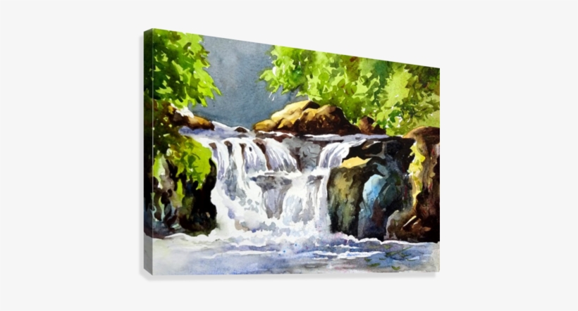 Waterfalls 9 Canvas Print - Watercolor Painting, transparent png download
