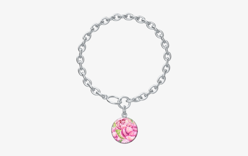 Watercolor Peony Chain Link Bracelet - Circle Chain Vector Png, transparent png download