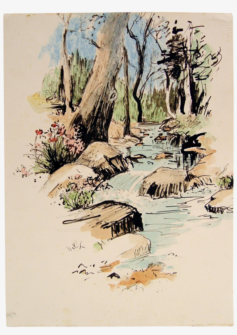 Forest Stream Study - Landscape Ink Pen Sketchbook, transparent png download