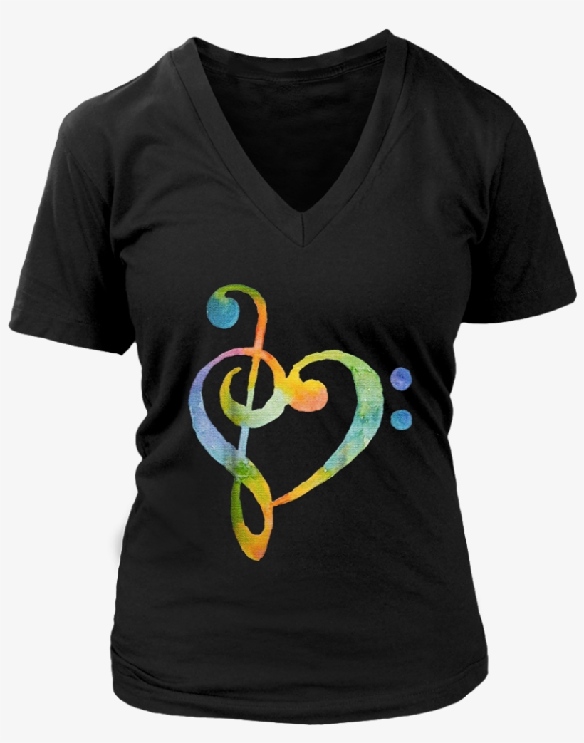 Watercolor Rainbow Heart Bass Clef T-shirt - Pog Mo Thoin! - Kiss My Ass - Irish Funny Joke St Patrick, transparent png download